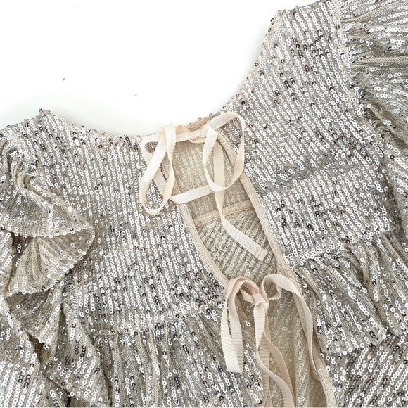 Free People Dance Floor Sequin Ruffle Top - Picture 11 of 12